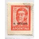 ARGENTINA SERVICIO OFICIAL GJ 756 CON RARA VARIEDAD NO CATALOGADA EN LA O DE LA SOBRECARGA, ESTAMPILLA CON DOBLEZ