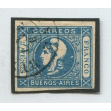 ARGENTINA 1862 GJ 22d CABECITA ESTAMPILLA CON FILIGRANA LACROIX FRERES, RARISIMO Y DE LUJO U$ 900