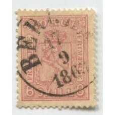 NORUEGA 1867 Yv. 15 ESTAMPILLA USADA 60 EUROS
