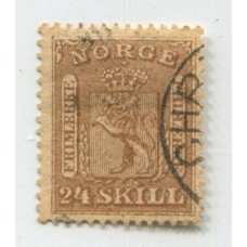 NORUEGA 1863 Yv. 10 ESTAMPILLA USADA 135 EUROS