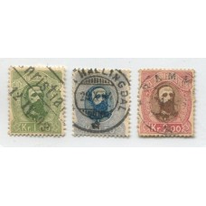 NORUEGA 1874 Yv. 32/4 SERIE COMPLETA DE ESTAMPILLAS USADAS 85 EUROS