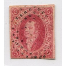 ARGENTINA 1867 GJ 32c RIVADAVIA ESTAMPILLA DE 7ma VARIEDAD CON FILIGRANA LACROIX FRERES, CON SUS 4 MARGENES MAGNIFICO EJEMPLAR U$ 800