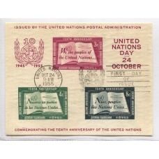 NACIONES UNIDAS 1955 EL RARO BLOQUE Nº 1 USADO DE LUJO 112 Euros