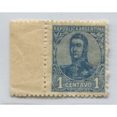 ARGENTINA 1908 GJ 288 SAN MARTIN EN OVALO EL 1 Ct. NO EMITIDO CON BORDE DE HOJA RARISIMO U$ 1.500