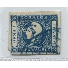 ARGENTINA 1859 GJ 17m ESTAMPILLA PAPEL TRANSPARENTE CON VARIEDAD MANCHA DELANTE DE LOS OJOS U$ 40