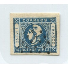 ARGENTINA 1859 GJ 17 ESTAMPILLA USADA DE GRAN CALIDAD U$ 20