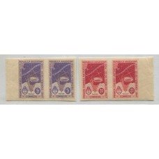 ARGENTINA 1947 GJ 943P/44P SERIE COMPLETA VARIEDAD PAREJAS SIN DENTAR NUEVO MINT u$ 60