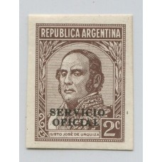 ARGENTINA SERVICIO OFICIAL GJ 631 ESTAMPILLA ENSAYO DE LA SERIE PROCERES Y RIQUEZAS 1 EN PAPEL SATINADO