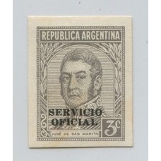 ARGENTINA SERVICIO OFICIAL GJ 633 ESTAMPILLA ENSAYO DE LA SERIE PROCERES Y RIQUEZAS 1 EN PAPEL SATINADO