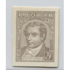 ARGENTINA 1942 GJ 870 PROCERES Y RIQUEZAS 1 ENSAYO EN COLOR SIMILAR AL ADOPTADO PAPEL SATINADO