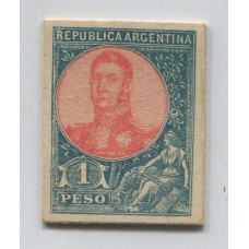 ARGENTINA 1908 GJ 299 SAN MARTIN EN OVALO ENSAYO EN CARTON COLORES ADOPTADOS