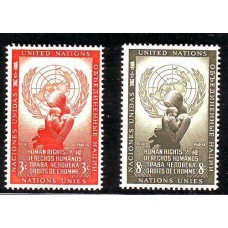 NACIONES UNIDAS 1954 Yv. 29/30 SERIE COMPLETA ESTAMPILLAS MINT DERECHOS DE LA MUJER 31,50 EUROS