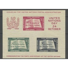 NACIONES UNIDAS 1955 EL RARO BLOQUE Nº 1 NUEVO MINT DE LUJO 280 Euros