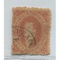 ARGENTINA 1865 GJ 20m RIVADAVIA ESTAMPILLA DE TERCERA TIRADA CON VARIEDAD ANGULO INFERIOR DERECHO BLANCO POSICION 48 RECIEN CATALOGADO U$ 120