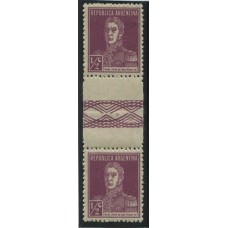 ARGENTINA 1924 GJ 594EHA PAREJA DE ESTAMPILLAS CON ENTRECINTA HORIZONTAL MINT, MUY RARA U$ 562