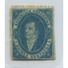 ARGENTINA 1864 GJ 24 RIVADAVIA 15 Cts. ESTAMPILLA NUEVA U$ 180