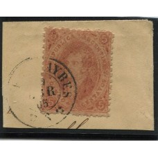 ARGENTINA 1865 GJ 20j RIVADAVIA ESTAMPILLA DE TERCERA TIRADA VARIEDAD MULATO U$ 48 + FRAGMENTO