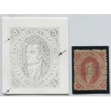 ARGENTINA 1864 GJ 19e RIVADAVIA ESTAMPILLA DE 1ra TIRADA NUEVA VARIEDAD PAPEL DELGADO U$ 78