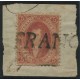 ARGENTINA 1864 GJ 19c RIVADAVIA ESTAMPILLA DE 1ra TIRADA VARIEDAD FILIGRANA INVERTIDA !!! EN FRAGMENTO CON MATASELLO FRANCA DE GOYA CORRIENTES HERMOSA PIEZA Y DE LUJO U$ 430+