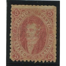 ARGENTINA 1864 GJ 19 RIVADAVIA ESTAMPILLA DE 1ra TIRADA NUEVA U$ 72