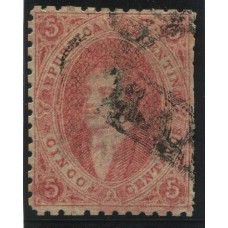 ARGENTINA 1864 GJ 19e RIVADAVIA ESTAMPILLA DE 1ra TIRADA SELLO CLASIFICADO COMO POSICION Nº 88 CON VARIEDAD PAPEL DELGADO U$ 36