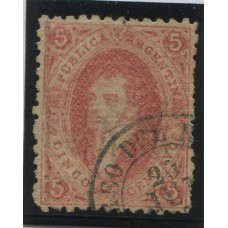 ARGENTINA 1864 GJ 19b + 19e RIVADAVIA ESTAMPILLA DE 1ra TIRADA SELLO CLASIFICADO COMO POSICION Nº 91 CON VARIEDAD DOBLE IMPRESIÓN PARCIAL ( U$ 72 ) ADEMAS DE SER PAPEL DELGADO