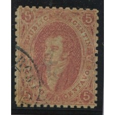 ARGENTINA 1864 GJ 19N + 19b RIVADAVIA ESTAMPILLA DE 1ra TIRADA SUPER NITIDO (U$ 120) CON VARIEDAD DOBLE IMPRESIÓN PARCIAL DE MAS DEL 50 % DEL SELLO (U$ 72)