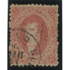 ARGENTINA 1864 GJ 19b RIVADAVIA ESTAMPILLA DE 1ra TIRADA CON VARIEDAD DOBLE IMPRESIÓN PARCIAL BIEN NOTABLE U$ 72