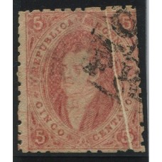 ARGENTINA 1864 GJ 19 RIVADAVIA ESTAMPILLA DE 1ra TIRADA CON MUY LINDO PLIEGUE