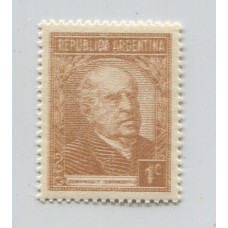 ARGENTINA 1935 GJ 773a SARMIENTO PROCERES RIQUEZAS 1 ESTAMPILLA VARIEDAD DOBLE IMPRESIÓN MINT