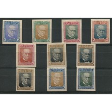 ARGENTINA 1911 SARMIENTO CONJUNTO DE 10 ENSAYOS PRUEBAS DE COLOR DIFERENTES, MUY RARO