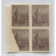 ARGENTINA 1915 GJ 365 CUADRO DE ESTAMPILLAS NUEVAS CON GOMA y MINT VARIEDAD FALTA DE IMPRESIÓN