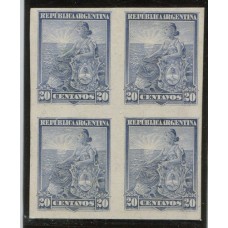 ARGENTINA 1899 GJ 229 ENSAYO EN CARTON, CUADRO EN COLOR NO ADOPTADO GRIS