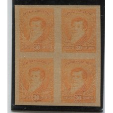 ARGENTINA 1896 GJ 183 ENSAYO EN CARTON, CUADRO EN COLOR ADOPTADO NARANJA OSCURO