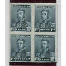 ARGENTINA 1896 GJ 187 ENSAYO EN CARTON, CUADRO EN COLOR ADOPTADO AZUL GRIS