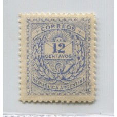 ARGENTINA 1882 GJ 63 ENSAYO CON GOMA MINT Y DENTADO EN COLOR CELESTE