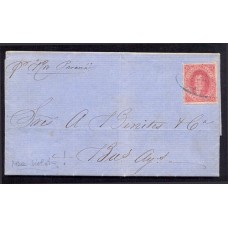 ARGENTINA 1865 GJ 25 RIVADAVIA DE 4ta. TIRADA PLIEGO COMPLETO DE FECHA 15/12/1866 MATASELLADO EN CONCORDIA, ESTAMPILLA DE RARO COLOR EN LA COLECCIÓN DE DONDE PROVENIA ESTABA CLASIFICADO COMO ROSA VIOLACEO