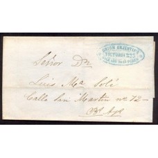 ARGENTINA 1865 MENSAJERIA MSJ 151 PLIEGO FECHADO Y DESPACHADO DESDE ROJAS EN 18/5/1865 CON MARCA "UNION ARGENTINA" EN AZUL HERMOSA PIEZA SUBVALUADA EN CATALOGO U$ 250