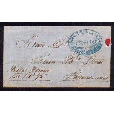 ARGENTINA 1860 GJ MSJ 129 MENSAJERIA PLIEGO CON MARCA NUEVAS PENINSULARES DE TORRES y BERGEIRE, HERMOSA U$ 1500