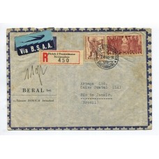 SUIZA 1946 SOBRE VIA AEREA CIRCULADO A BRASIL CON ETIQUETA DE B.A.A.A.