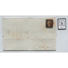 INGLATERRA 1840 Yv. 1 LA PRIMER ESTAMPILLA DEL MUNDO EL PENIQUE NEGRO EN CARTA CON SUS 4 MARGENES Y VARIEDAD SEÑALADA, PLIEGO COMPLETO DESDE MANCHESTER EN OCTUBRE 27 DE 1840 SOLO LA ESTAMPILLA USADA MARCA 325 EUROS EN SOBRE MUCHO MAS, ESTUPENDA CALIDAD