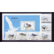 MALDIVES SERIE COMPLETA + BLOQUE MINT PAJAROS AVES