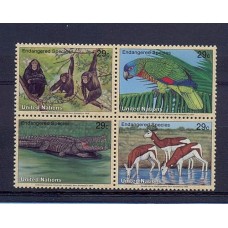 NACIONES UNIDAS  SERIE COMPLETA MINT FAUNA AVES MONOS