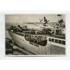 ARGENTINA 1935 FOTOGRAFIA DE AVION DE LA LUTHANSA PARA VUELOS TRANSATLANTICOS A BORDO DEL "SCHWABENLAND" CON SU SERVICIO DE CATAPULTAS, RARA