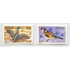 AVES ANDORRA SERIE COMPLETA DE ESTAMPILLAS MINT FLORES