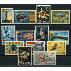PECES AVES FLORES FAUNA GHANA SERIE COMPLETA DE ESTAMPILLAS MINT