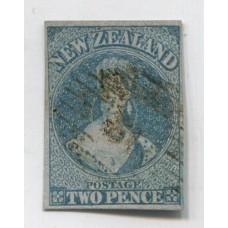 NUEVA ZELANDA Yv. 009 ESTAMPILLA USADA PAPEL GRUESO AZUL 275 EUROS