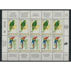 VENEZUELA LOROS UPAEP AVES SERIE COMPLETA DE ESTAMPILLAS MINT HOJA COMPLETA