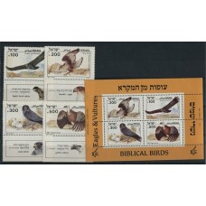 ISRAEL AGUILAS AVES SERIE COMPLETA DE ESTAMPILLAS MINT + BLOQUE