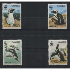 WWF NAMIBIA PECES FAUNA MARINA PINGUINOS SERIE COMPLETA DE ESTAMPILLAS NUEVAS MINT AVES